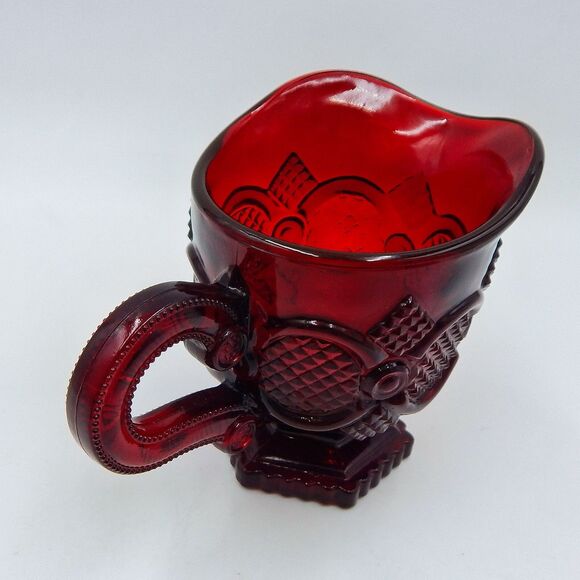 Avon Cape Cod Collection Ruby Red Glass Creamer Pitcher - Picture 8 of 9